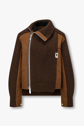 SACAI [CARHARTT WIP] 여성 코튼 믹스 니트 블루종 | 신세계V