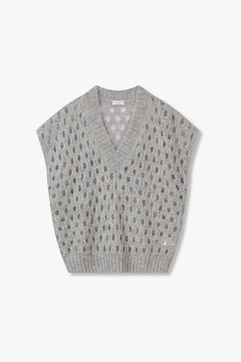BRUNELLO CUCINELLI 여성 드롭 숄더 네트 브이넥 베스트 | 신세계V