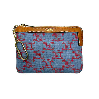 CELINE [명품] 26FW 셀린느 트리옹프 캔버스 동전지갑 데님 블루 레드 10C663D37 GHU9 50674819 | 신세계V