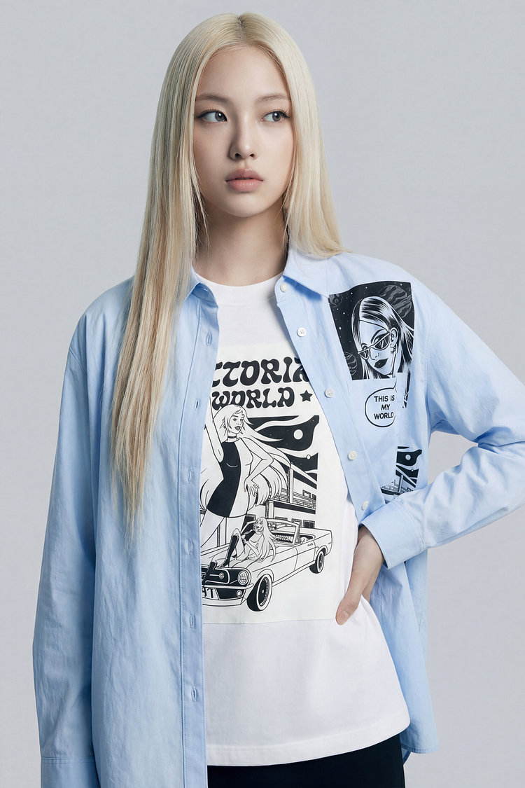 [STELLAR LEUNA] 그래픽 포켓 셔츠