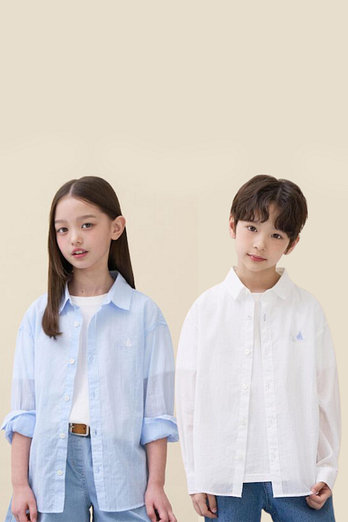 BEANPOLE KIDS [시즌오프30%][BEANPOLE KIDS] 26SS 스트라이프 오버핏 시어 셔츠 (2종 택1) | 신세계V
