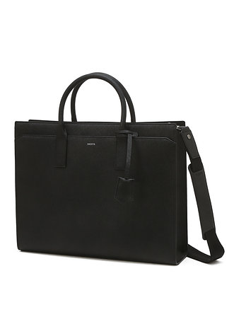 HAZZYS ACC 블랙 로고프린트 소가죽 서류가방 (HJBA6F650BK) | 신세계V