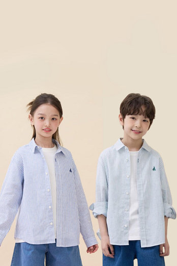 BEANPOLE KIDS [시즌오프30%][BEANPOLE KIDS] 26SS 리넨폴리 혼방 스트라이프 셔츠 (2종 택1) | 신세계V