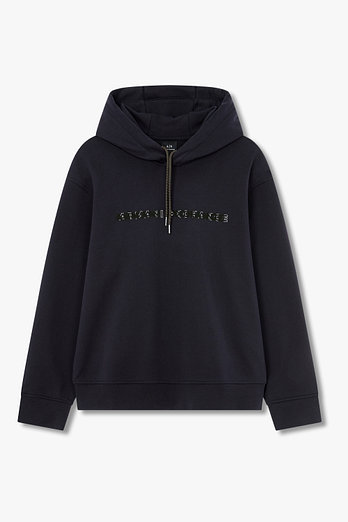 ARMANI EXCHANGE 남성 오버랩 로고 디테일 코튼 후디 | 신세계V