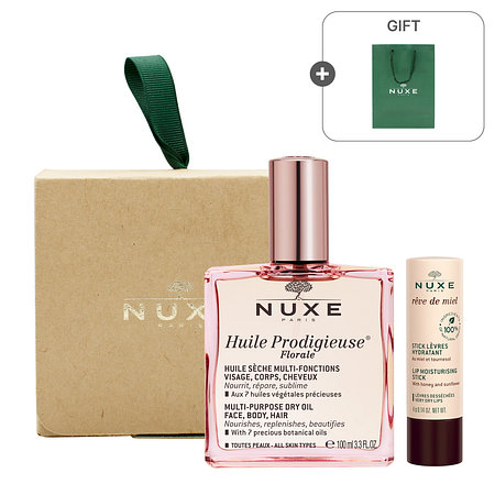 NUXE 눅스 윌 프로디쥬스 멀티 플로럴오일 100ml + 레브드미엘 스틱레브르 4g 선물 세트 + 쇼핑백 | 신세계V