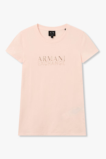 ARMANI EXCHANGE 여성 엠보 로고 스트레치 슬림 티셔츠 | 신세계V
