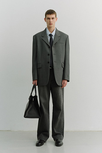 DUNST UNISEX 3 BUTTON WOOL BLAZER CHARCOAL GREY_M_UDJA6A103CG | 신세계V