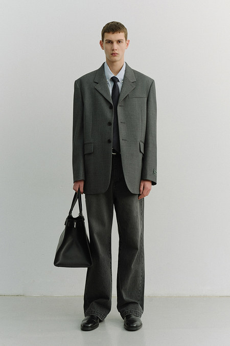 DUNST UNISEX 3 BUTTON WOOL BLAZER CHARCOAL GREY_M_UDJA6A103CG | 신세계V