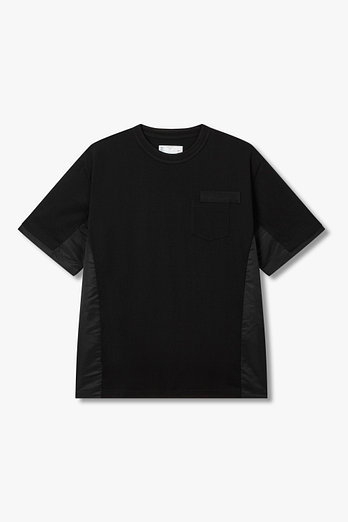 SACAI [CLASSCIS]남성 나일론 트윌 믹스 코튼 저지 티셔츠(블랙) | 신세계V