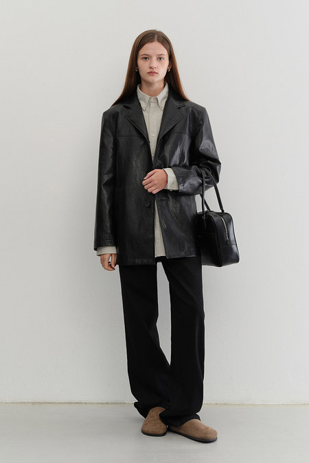 DUNST UNISEX ALTER-LEATHER HALF JACKET BLACK_UDJA5C110BK | 신세계V
