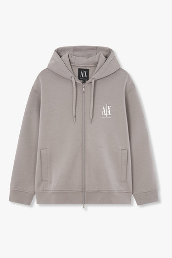 ARMANI EXCHANGE 남성 자수 로고 스트링 후디드 집업 | 신세계V