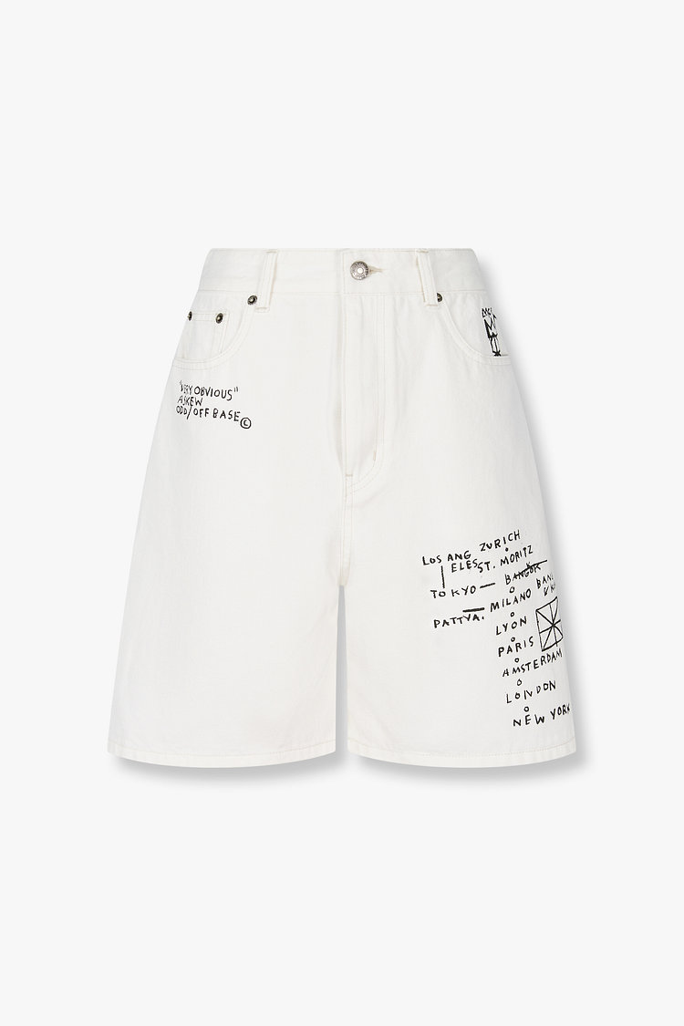 [BASQUIAT] 레터 버뮤다 데님 팬츠