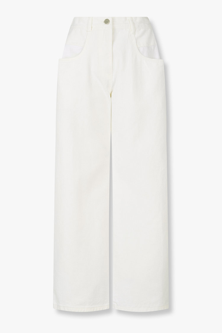 포켓 포인트 와이드 데님 팬츠