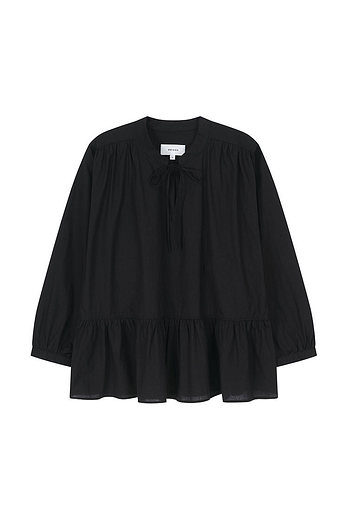 VIS A VIS COTTON GATHERED BLOUSE (BLACK) | 신세계V