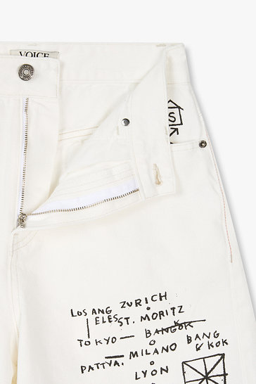 [BASQUIAT] 레터 버뮤다 데님 팬츠