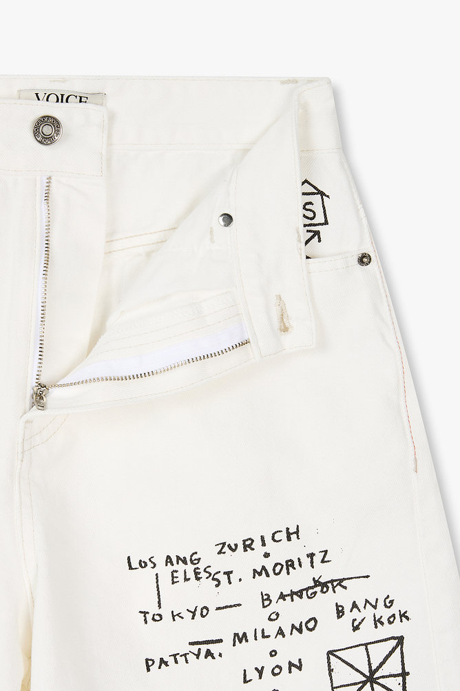 [BASQUIAT] 레터 버뮤다 데님 팬츠