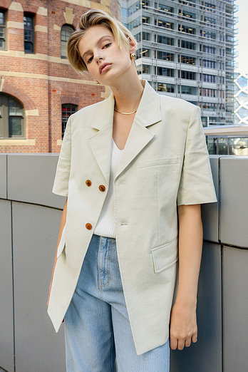 L`H.A.S HALF SLEEVE SINGLE JACKET_BEIGE | 신세계V
