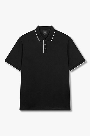 ARMANI EXCHANGE 남성 배색 트림 숏 슬리브 폴로 셔츠 | 신세계V