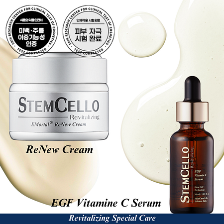 STEMCELLO [스템셀로] ★주름/미백 SET★ EGF 비타민C 세럼 1개+리뉴 크림 1개 / 쇼핑백 증정 | 신세계V