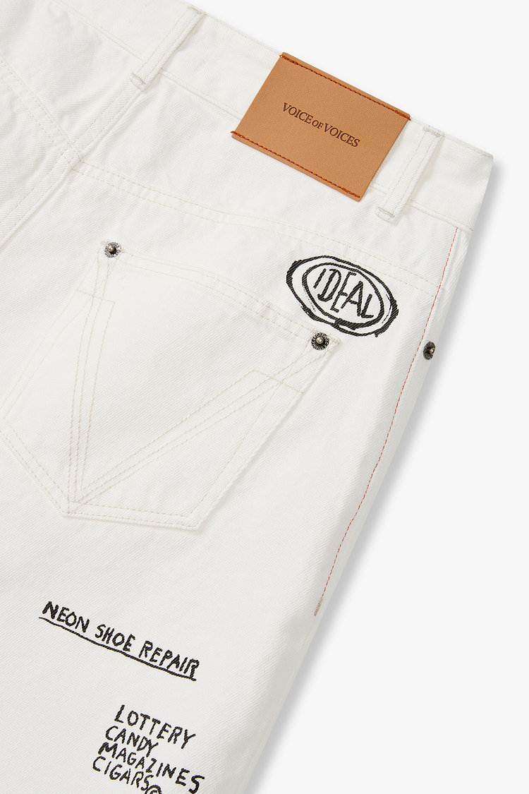 [BASQUIAT] 레터 버뮤다 데님 팬츠