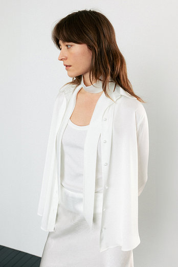 Mare di Mari Soft Satin Blouse & Tie Set - White | 신세계V