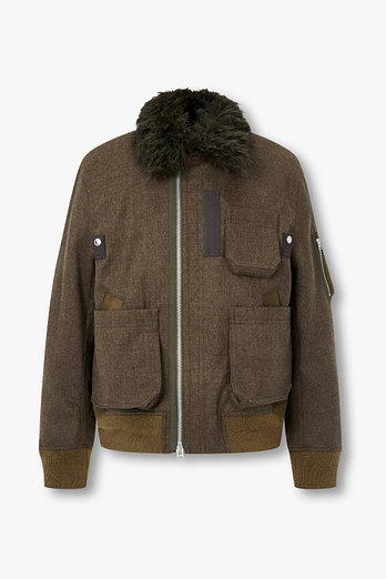 SACAI 남성 울 멜턴 블루종 | 신세계V