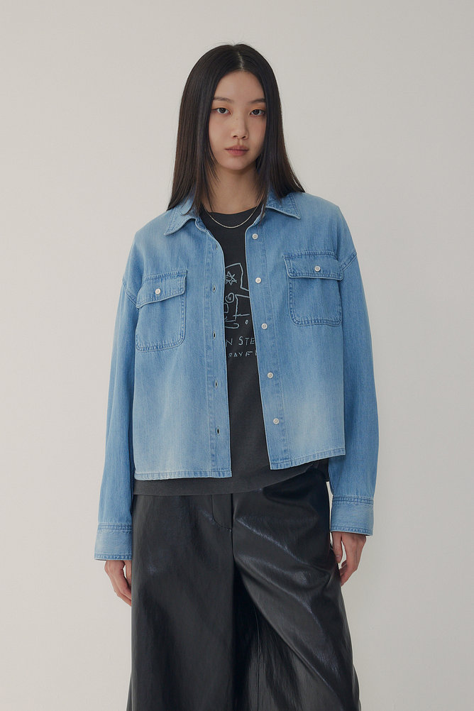 [BASQUIAT] 엠브로이더리 썸머 데님 셔츠