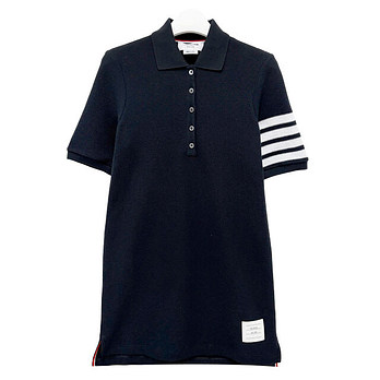 THOM BROWNE [명품] 26FW 톰브라운 여성 사선 완장 4바 텍스처드 피케 폴로 원피스 네이비 FJD134A J0248 415 50818977 | 신세계V
