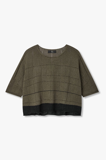 Yohji Yamamoto [Y's]배색 헴 크롭 니트 풀오버 | 신세계V