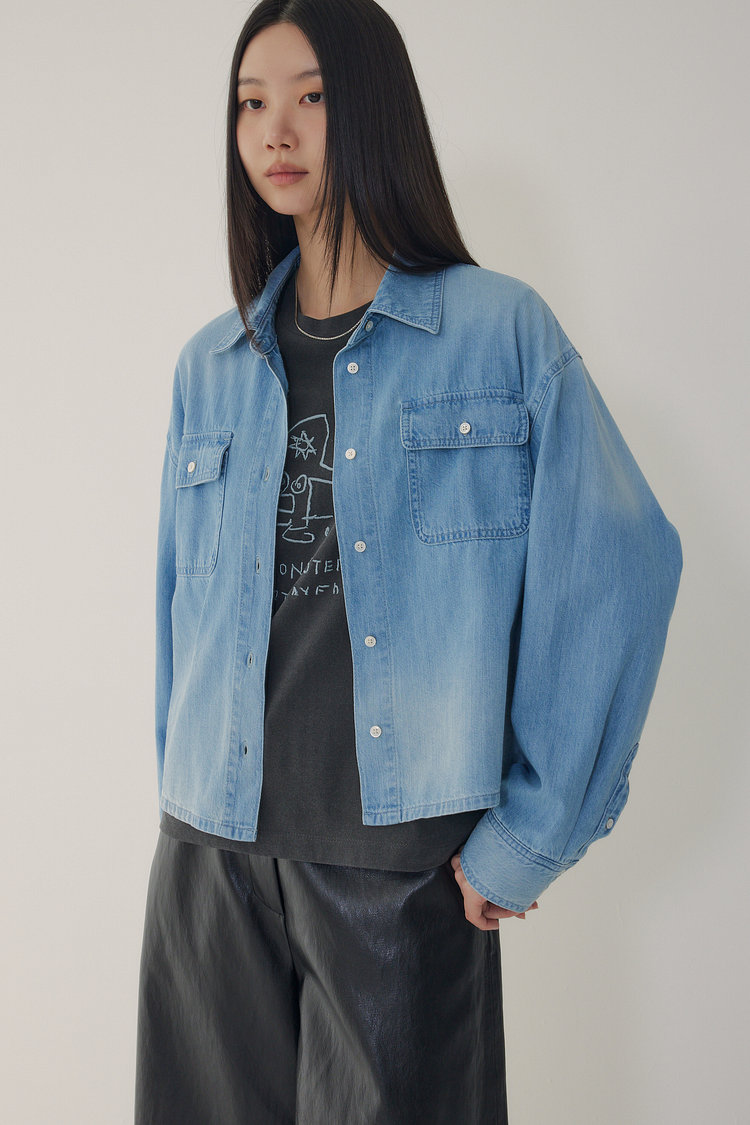 [BASQUIAT] 엠브로이더리 썸머 데님 셔츠