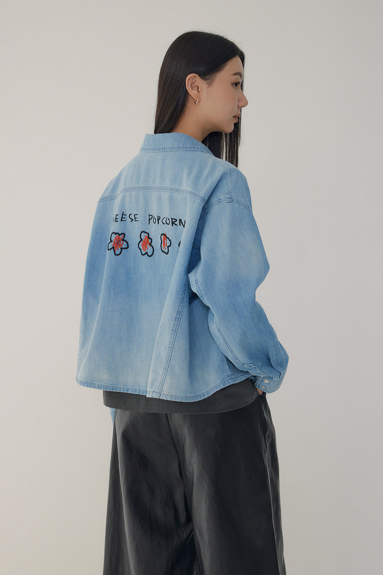 [BASQUIAT] 엠브로이더리 썸머 데님 셔츠