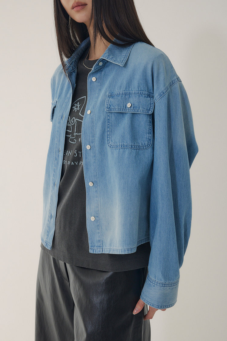 [BASQUIAT] 엠브로이더리 썸머 데님 셔츠