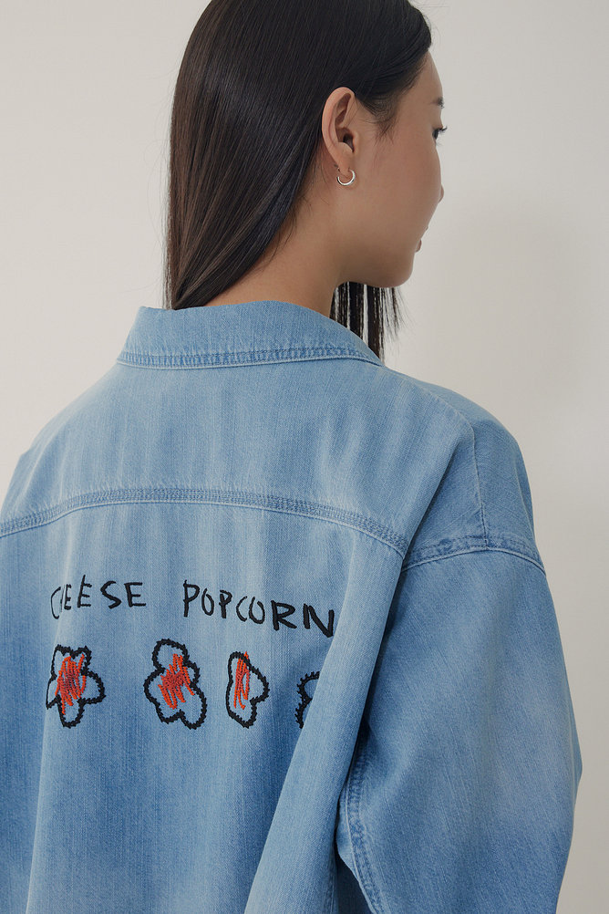 [BASQUIAT] 엠브로이더리 썸머 데님 셔츠