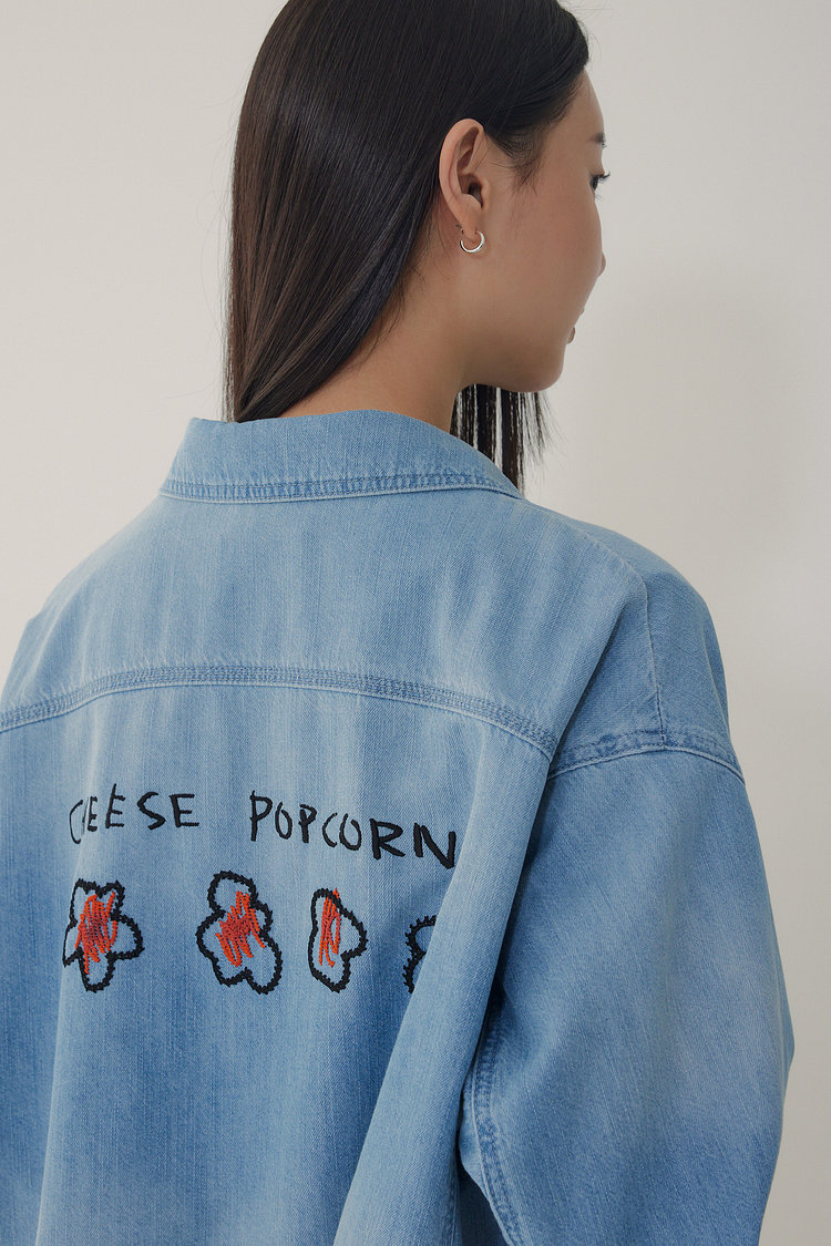 [BASQUIAT] 엠브로이더리 썸머 데님 셔츠