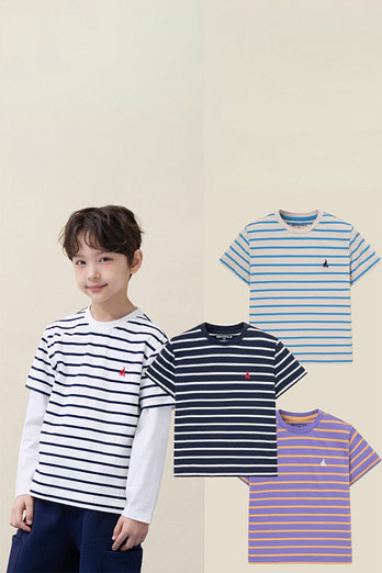 BEANPOLE KIDS [26SS 5%][BEANPOLE KIDS] 26SS [Essential] 스트라이프 반소매 티셔츠 (4종 택1) | 신세계V