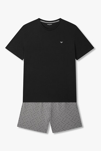 EMPORIO ARMANI UNDERWEAR 남성 패턴드 코튼 라운지 상하의 세트 | 신세계V