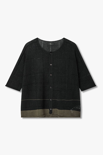 Yohji Yamamoto [Y's]배색 헴 크롭 니트 가디건 | 신세계V