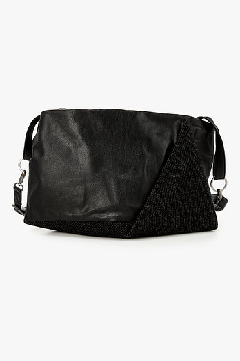 Yohji Yamamoto [DISCORD] 울 패치 레더 드레이프 백 | 신세계V