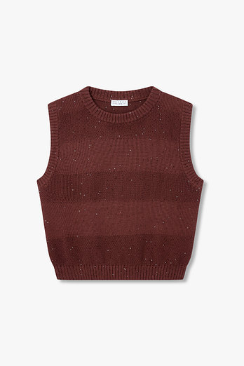 BRUNELLO CUCINELLI 여성 투 스티치 스트라이프 니트 탱크탑 | 신세계V