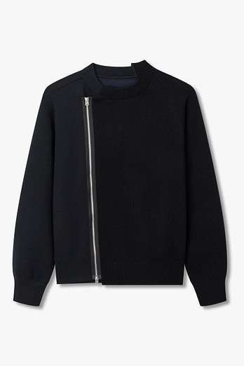 SACAI [CLASSICS]남성 울 니트 스펀지 스웨트 블루종 | 신세계V