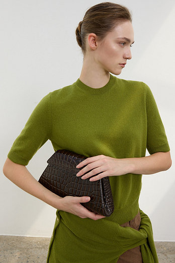 Mare di Mari Cashmere Blend Short-Sleeve Knit Pullover - Olive | 신세계V