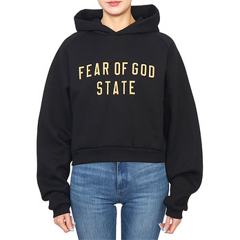 FEAR OF GOD [FEAR OF GOD] 피어오브갓 에센셜 여성 크롭 기모 후드티 192BT247350FW BLACK | 신세계V
