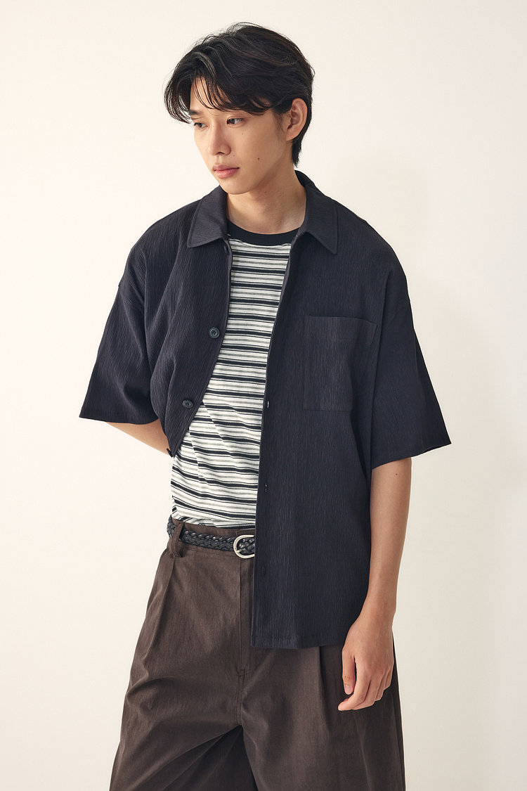 [MEN] 플리츠 반팔 셔켓