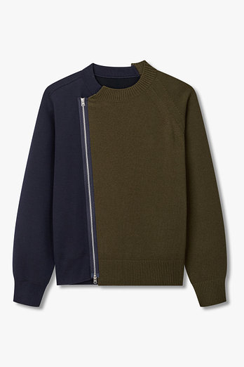 SACAI [CLASSICS]남성 울 니트 스펀지 스웨트 블루종_네이비 | 신세계V