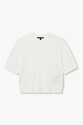 ARMANI EXCHANGE 여성 린넨 블렌드 백 슬릿 니트 풀오버 | 신세계V
