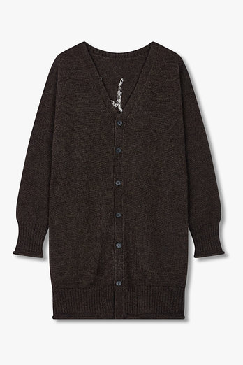 Yohji Yamamoto [REGULATION]백 레터링 울 니트 가디건 [챠콜] | 신세계V