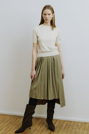 MOLLIOLLI BORI Cashmere 100% Short Sleeve Knit Top [Eco Paper] | 신세계V