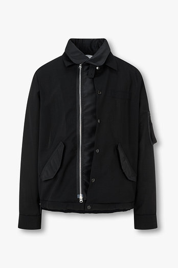 SACAI 남성 나일론 패치 울 슈팅 자켓(블랙) | 신세계V