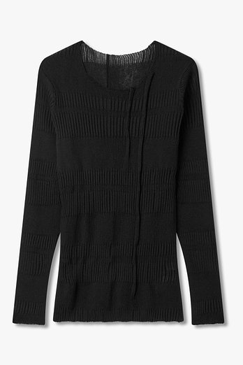 Yohji Yamamoto [FEMME]리브드 턱 디테일 니트 풀오버 | 신세계V