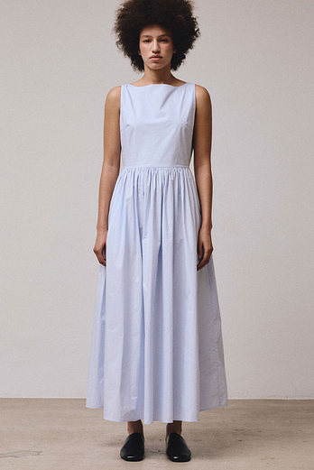 VIS A VIS COTTON TIE BACK DRESS (L.T BLUE) | 신세계V